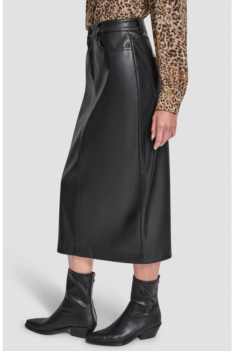 Faux Leather Midi Skirt, Alternate, color, BLACK