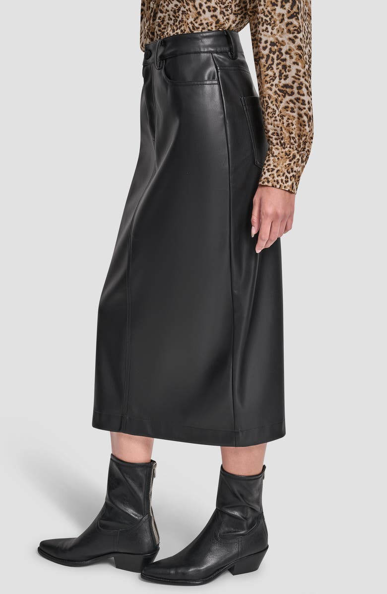 DKNY Jeans Faux Leather Midi Skirt, Alternate, color, Black