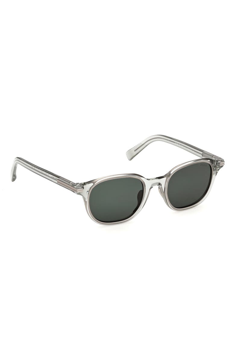 ZEGNA 50mm Round Sunglasses, Alternate, color, Transp Light Green / Green
