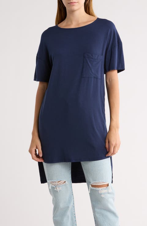 Short Sleeve High-Low Tunic Top