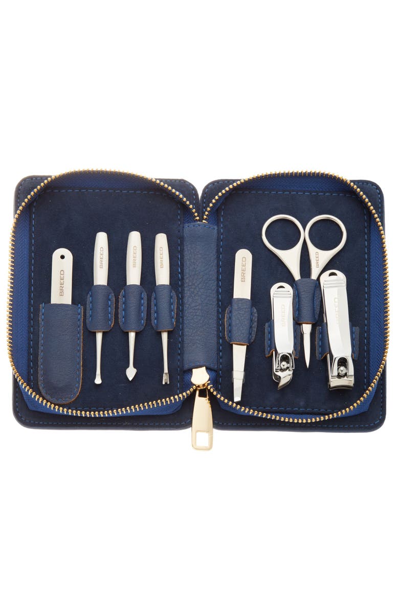 Nitro 8 Piece Surgical Steel Groom Kit - Carbon Fiber Pattern Case, Alternate, color, Blue