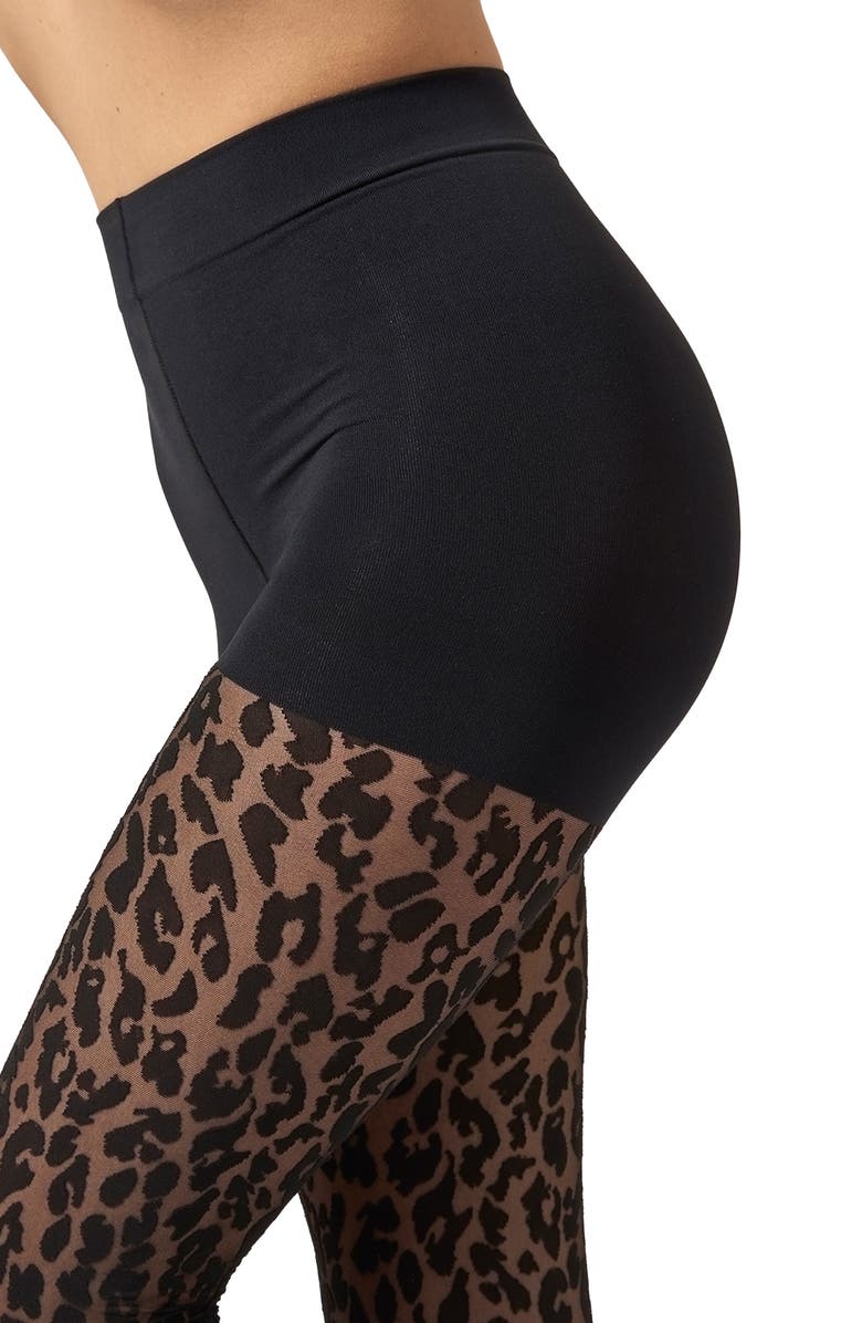 Wolford Leo Control Top Tights, Alternate, color, Black/ Black