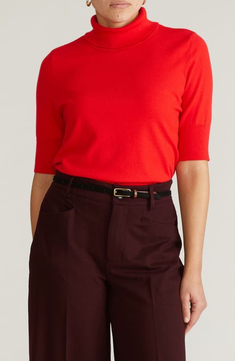 Savvy Short Sleeve Turtleneck Sweater (Regular & Plus)