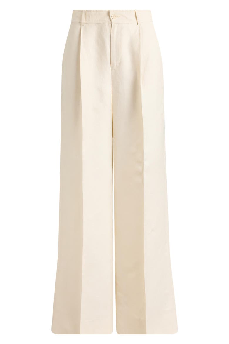 High Waist Wide Leg Linen Blend Pants, Alternate, color, WINTER CREAM