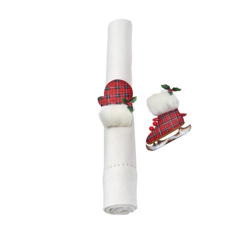 Tin Mittens&Skating Boots Napkin Ring A/2