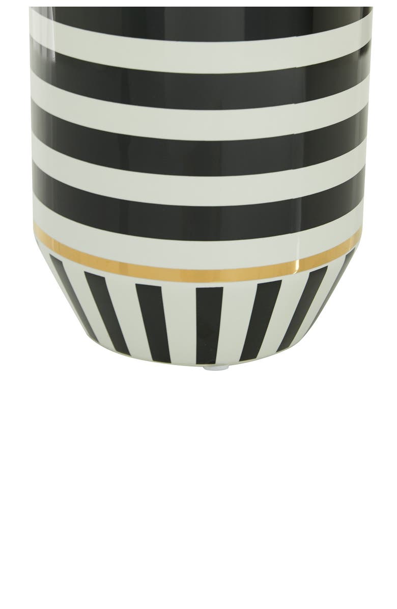 GINGER BIRCH STUDIO Black Ceramic Striped Vase with Goldtone Accents, Alternate, color, 