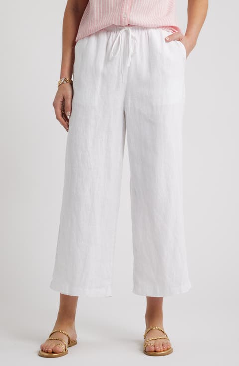 Wide Leg Crop Linen Pants