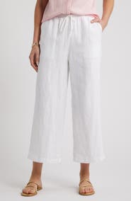 Caslon® Wide Leg Crop Linen Pants