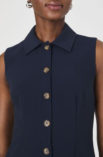 Azra Sleeveless Twill Mini Shirtdress