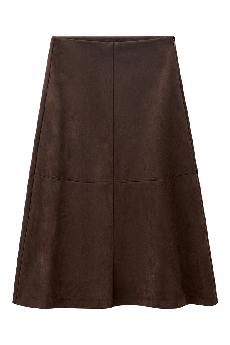 Midi Faux Suede Skirt, Main, color, CHOCOLATE