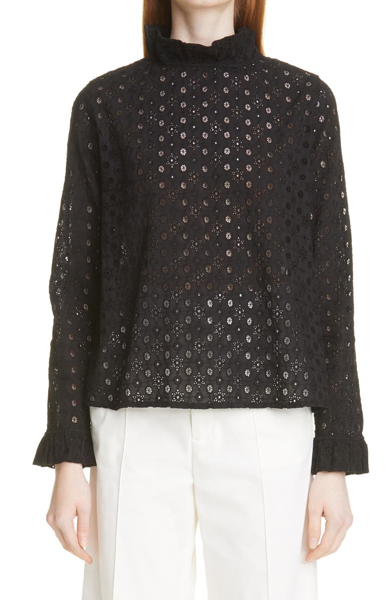 Merlette Boyce Eyelet Ruffle Blouse, Main, color,