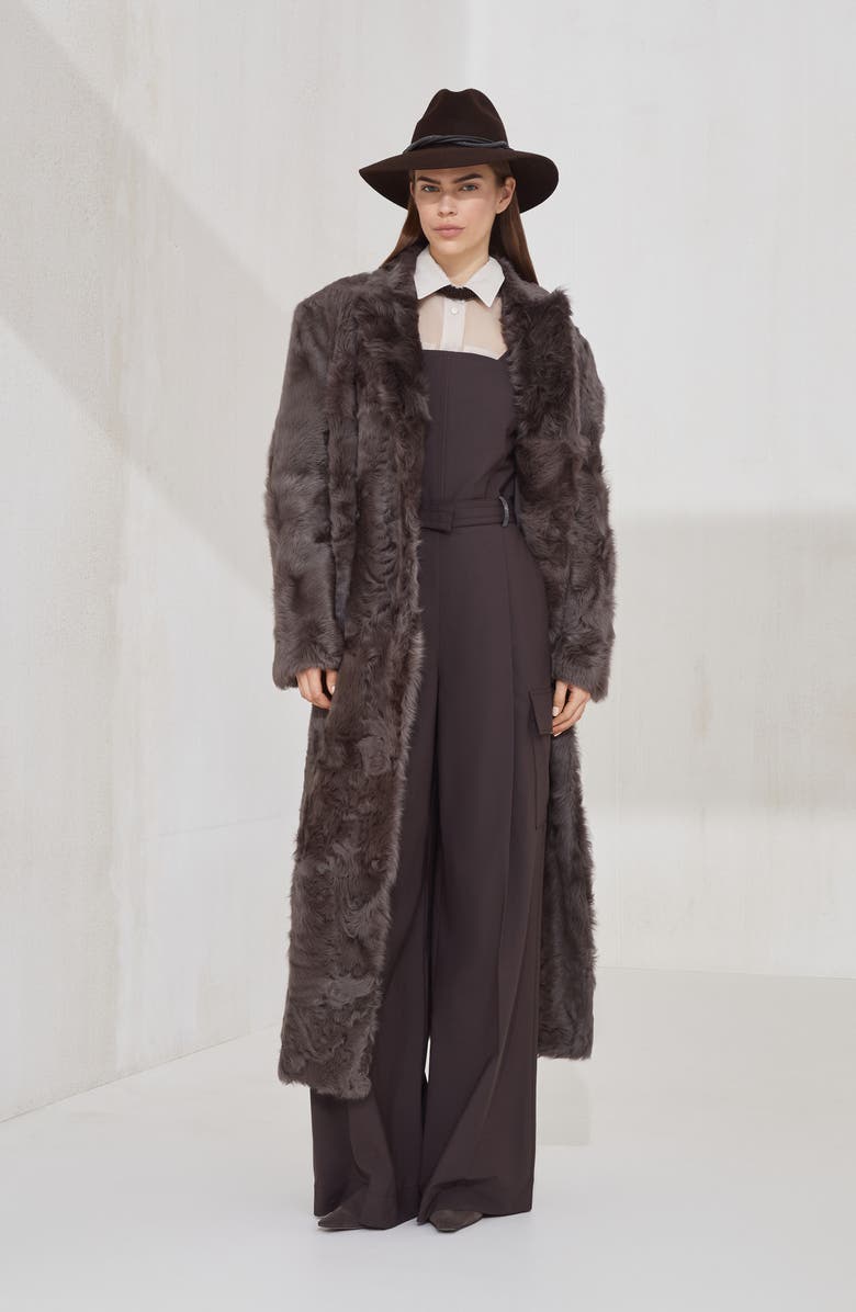 Brunello Cucinelli Tropical Luxury wool jumpsuit, Alternate, color, Cocoa