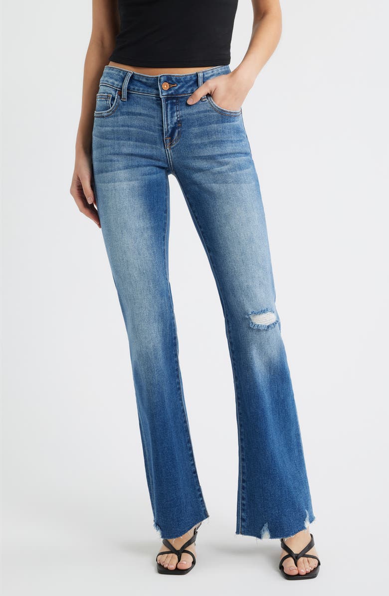 HIDDEN JEANS Ripped Low Rise Bootcut Jeans, Main, color, Dark Wash