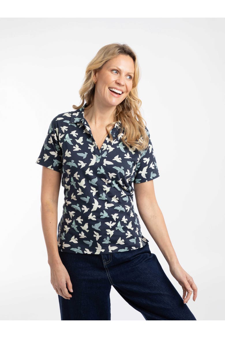 Rhenena Printed Jersey Polo Shirt, Main, color, Midnight