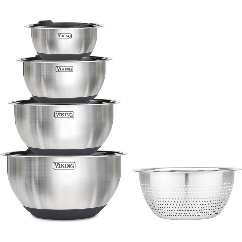 Viking 9 Pc Stainless Steel Bowl Set With Strainer In Black