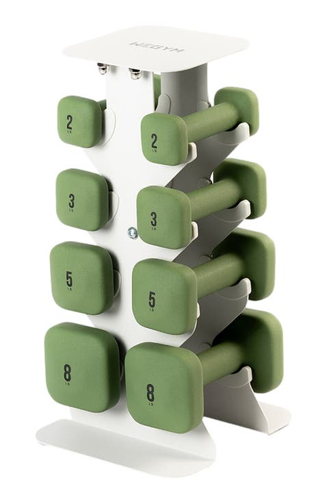 SafeGrip Dumbbells Lower Set with Light Rack - 2, 3, 5, 8lbs