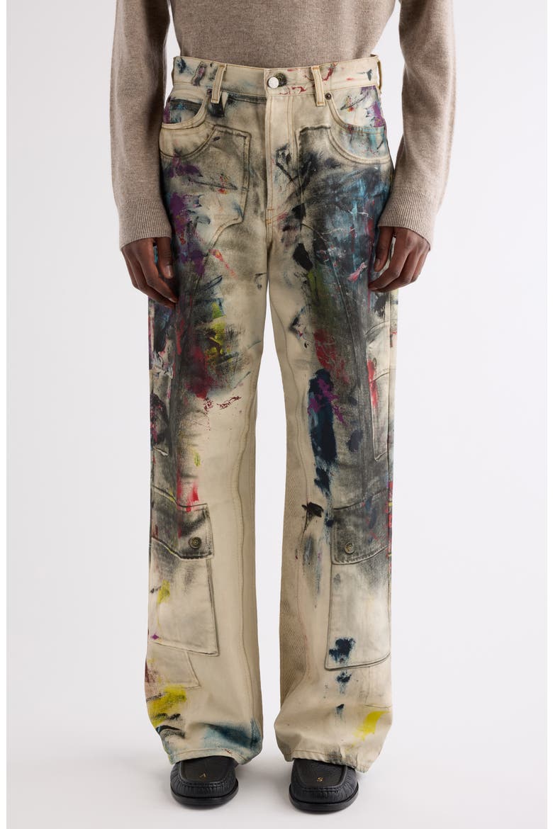1981 Paint Print Trompe l'Oeil Wide Leg Jeans (Men) | Nordstrom