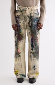 Acne Studios 1981 Paint Print Trompe l'Oeil Wide Leg Jeans