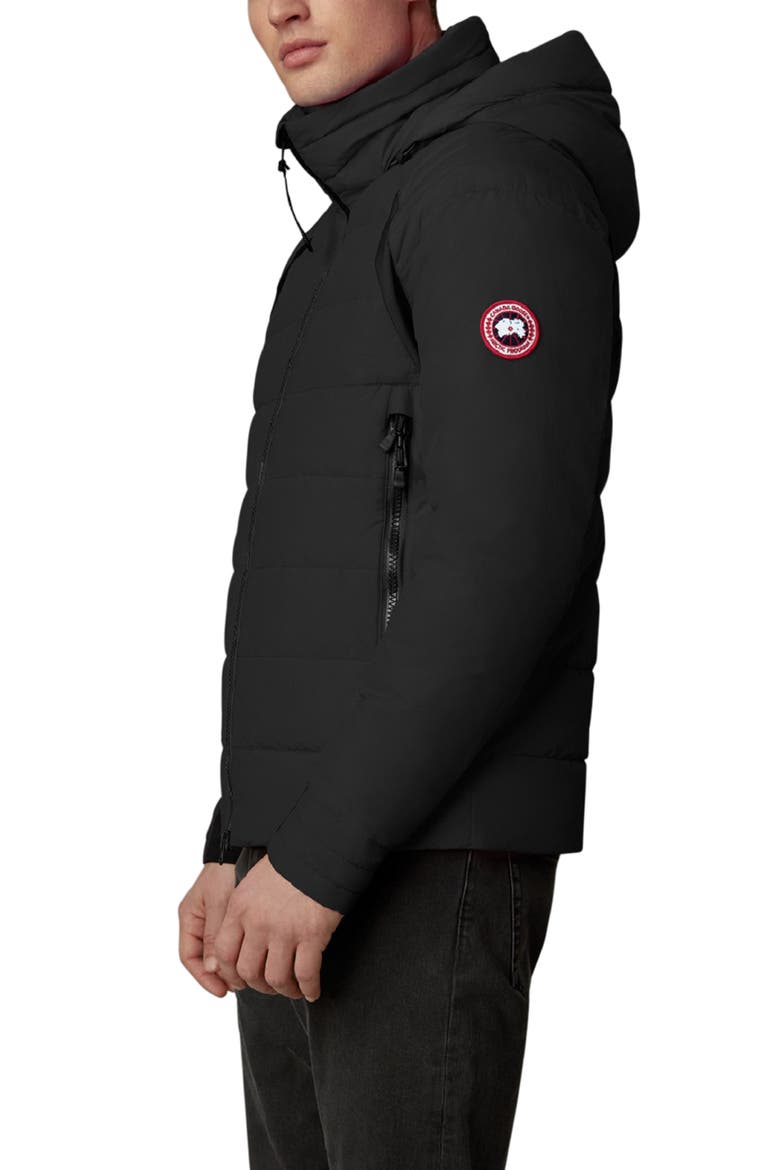 Updated Hybridge Base Hooded 750 Fill Power Down Jacket, Alternate, color, BLACK