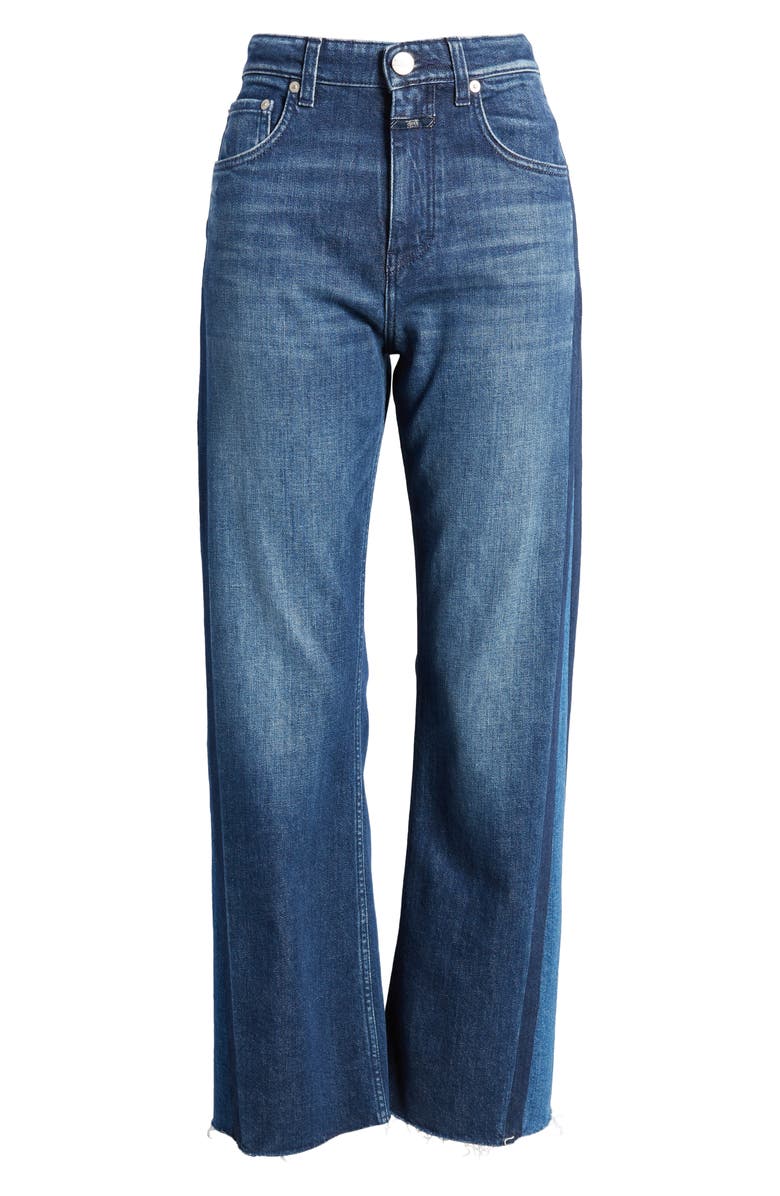 Closed Baylin Two-Tone Raw Hem Wide Leg Jeans, Alternate, color,