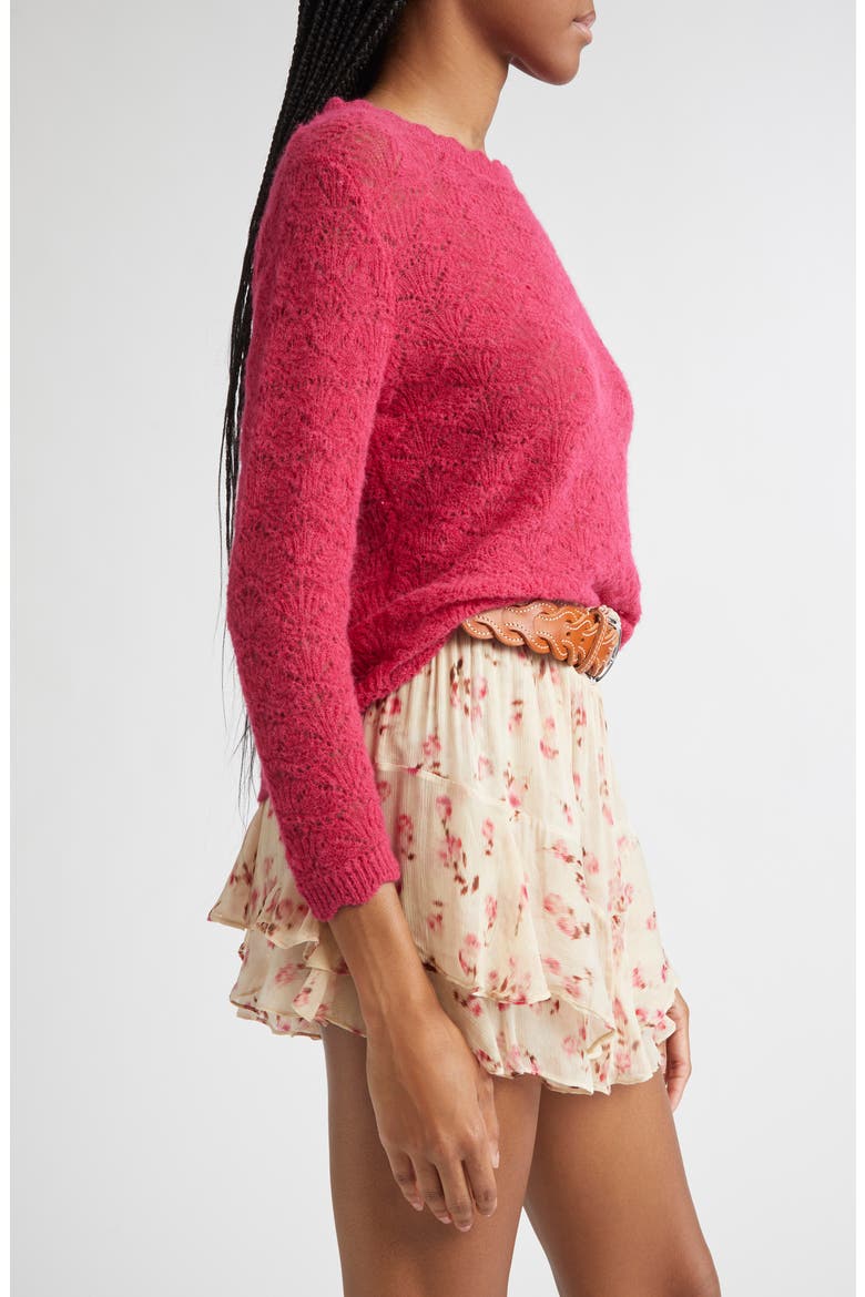 Leonette Scallop Baby Alpaca Blend Sweater, Alternate, color, FUSCHIA
