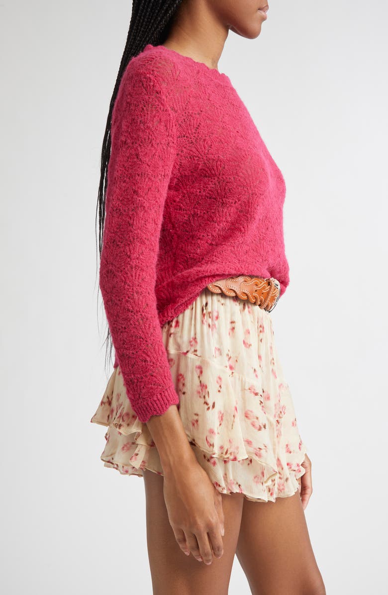 Isabel Marant Étoile Leonette Scallop Baby Alpaca Blend Sweater, Alternate, color, Fuschia