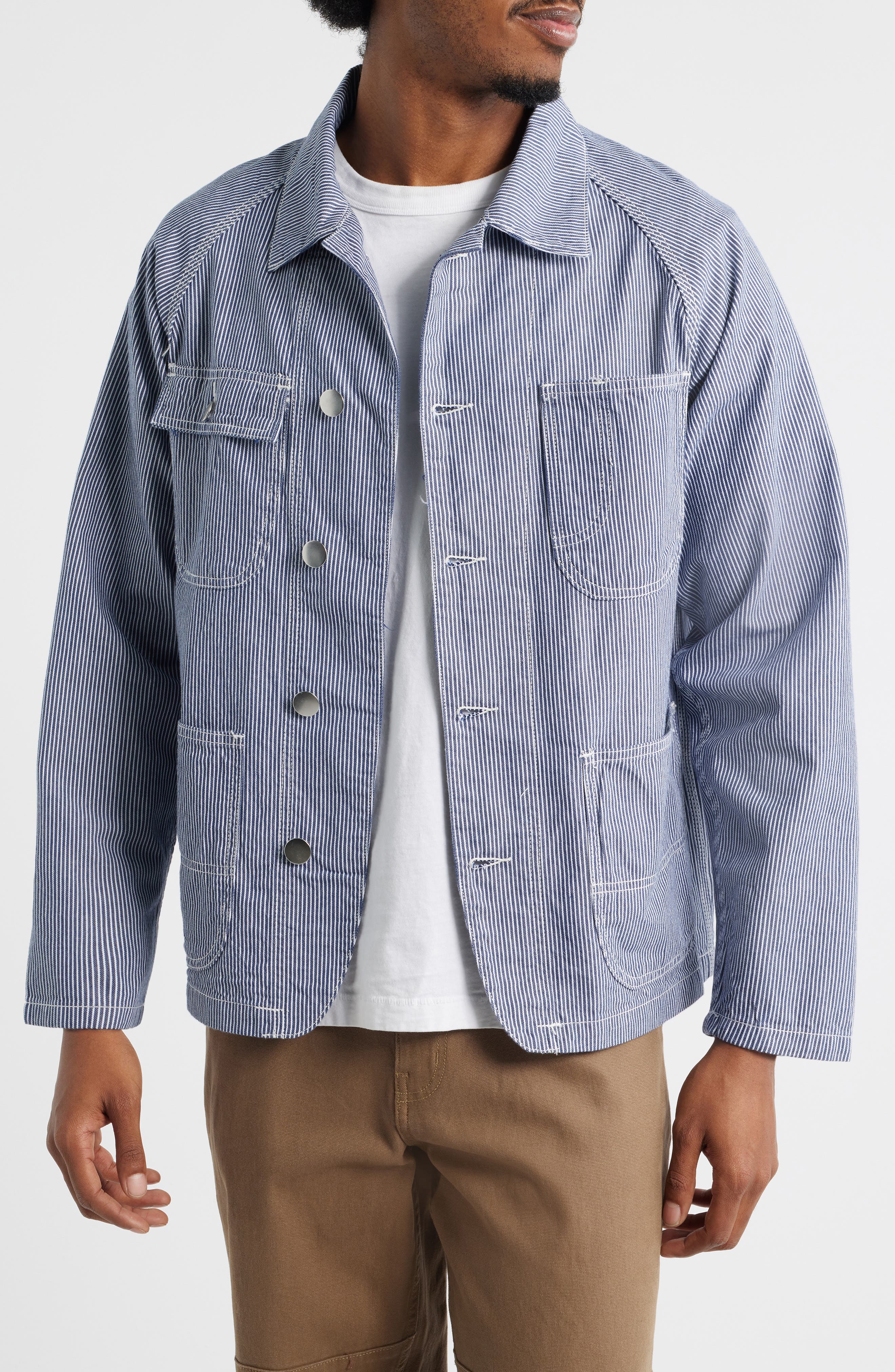 Hickory 2.0 Engineer Stripe Organic Cotton Button-Up Chore Coat