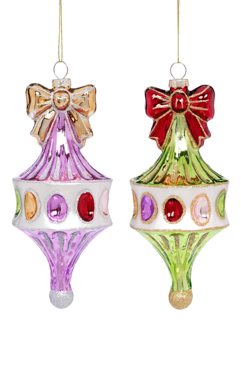Mark Roberts Jeweled Finial with Bow Ornament, Set of 6, Main, color, Light Purple