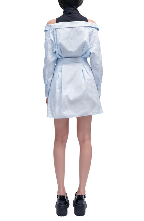 Maje Riarisa Cold Shoulder Long Sleeve Turtleneck Shirtdress In Blue