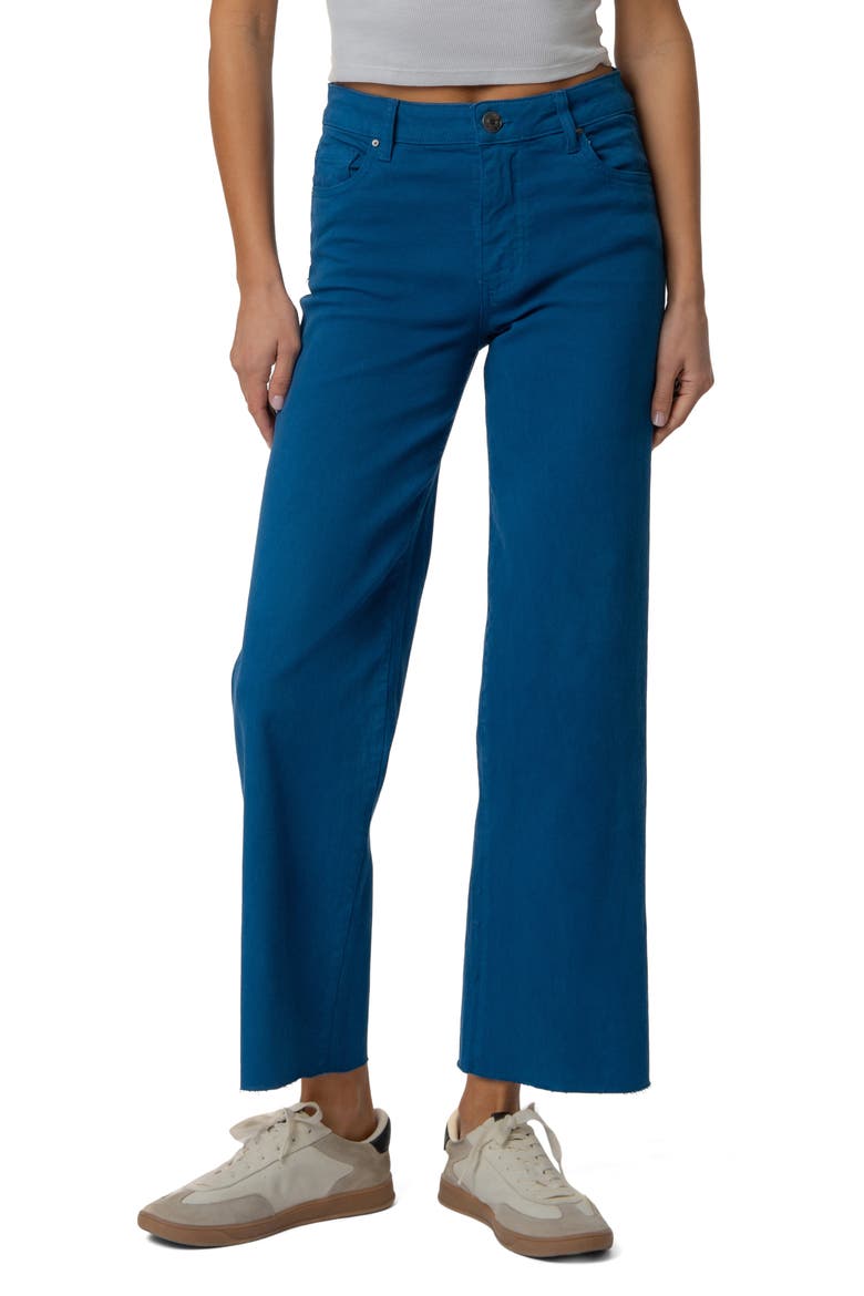 Raw Hem High Waist Ankle Wide Leg Jeans, Main, color, SAPPHIRE