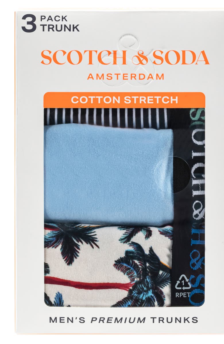 Scotch & Soda 3-Pack Cotton Stretch Trunks, Alternate, color, Teal