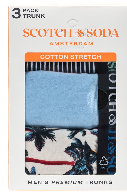 Scotch & Soda 3-pack Cotton Stretch Trunks In Teal