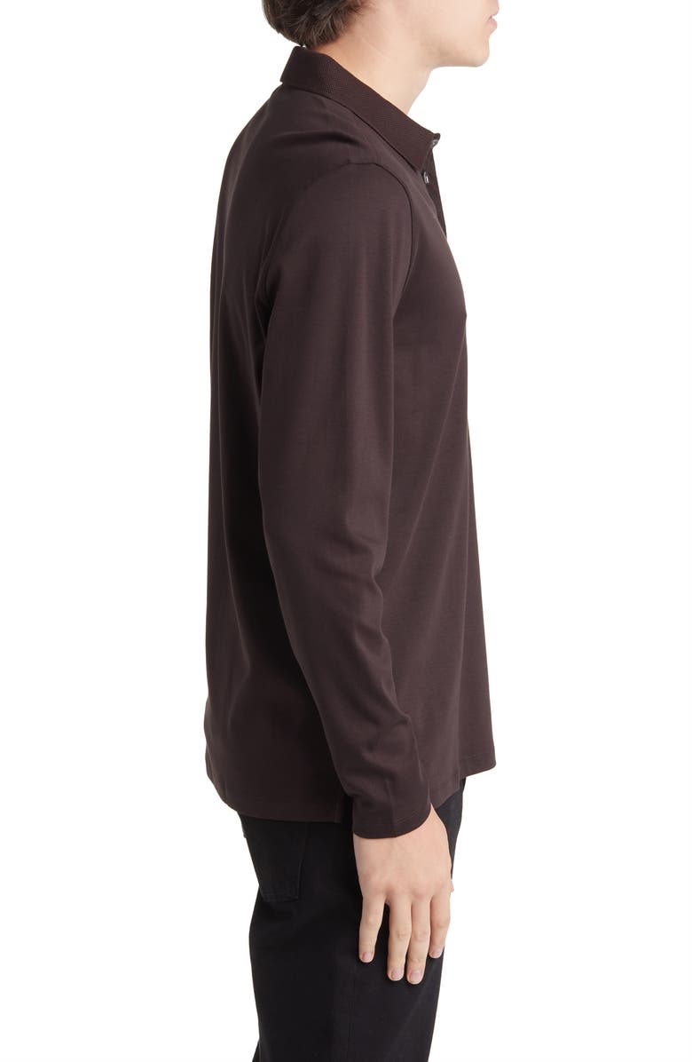 Robert Barakett Georgia Long Sleeve Polo, Alternate, color, Chocolate