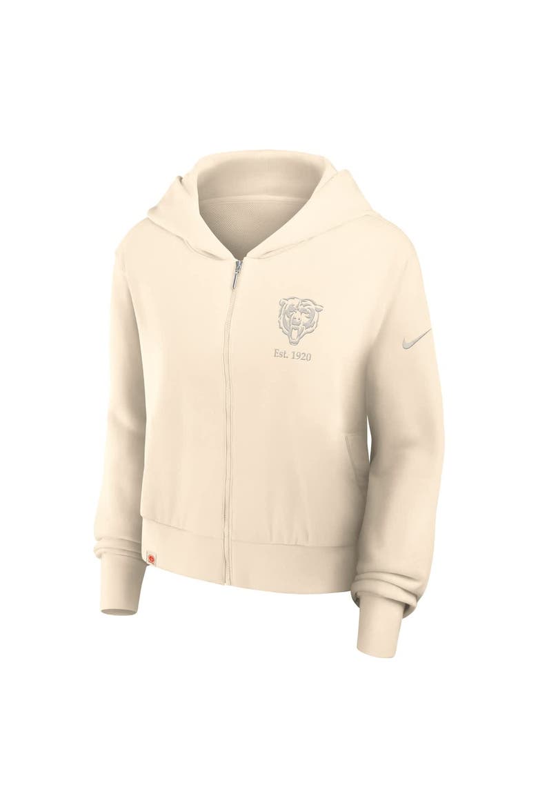 Women's Nike Cream Chicago Bears Glory Cropped Full-Zip Hoodie, Alternate, color, Cream
