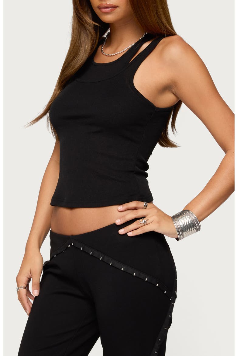 Sammy Layered Crop Tank, Alternate, color, BLACK