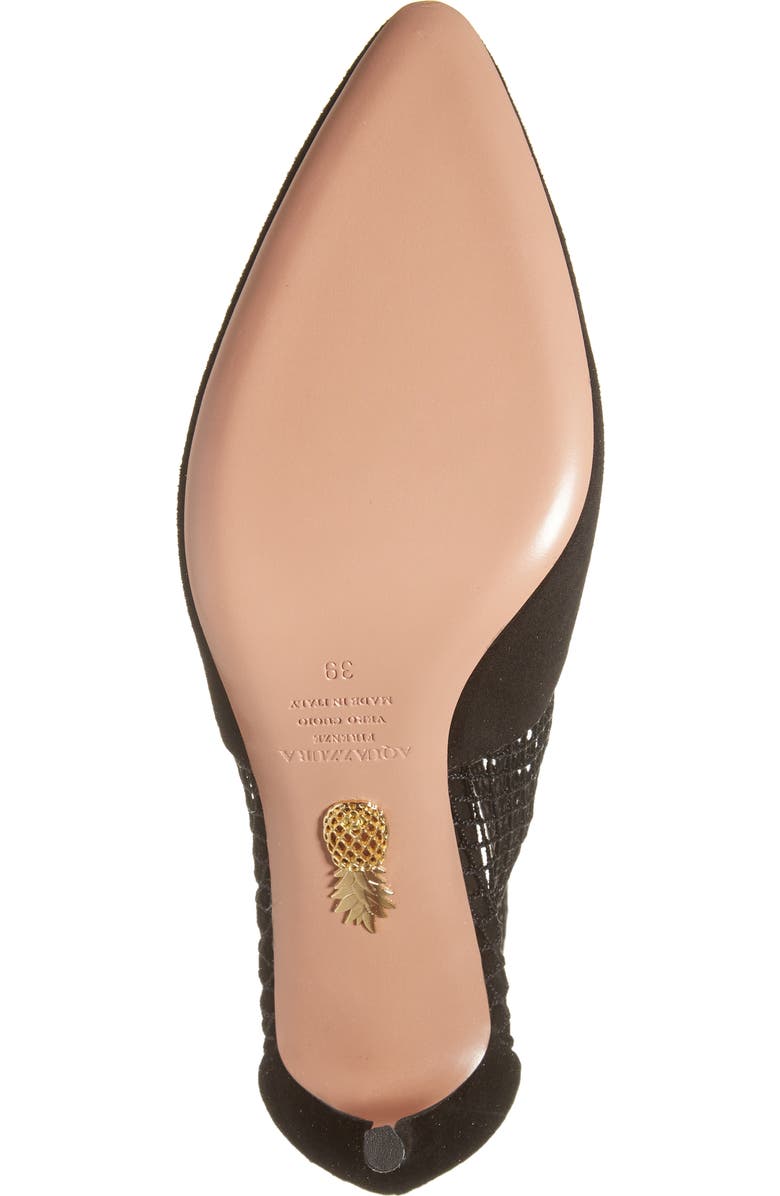 Aquazzura Brera Pointed Toe Mesh Bootie, Alternate, color,