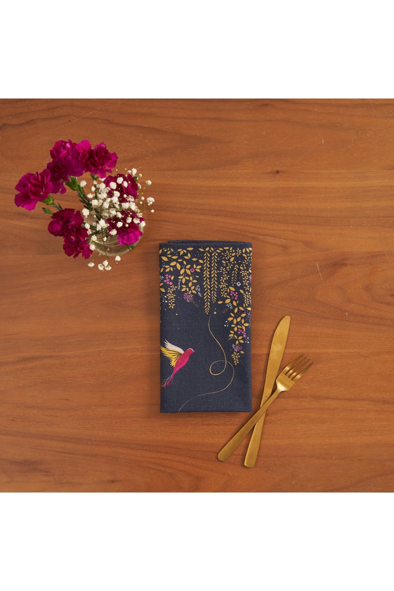 Navy Hummingbird Single Napkin, Alternate, color, Blue