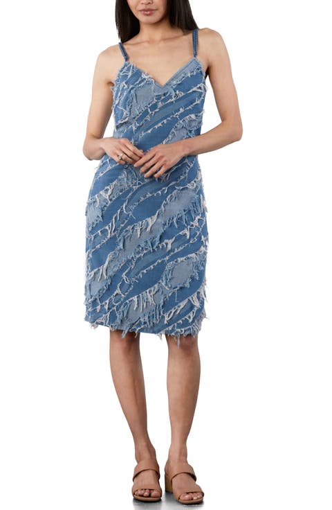 Frayed Denim Slip Dress
