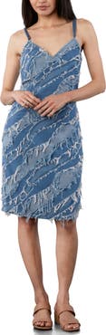 Wash Lab Denim Frayed Denim Slip Dress