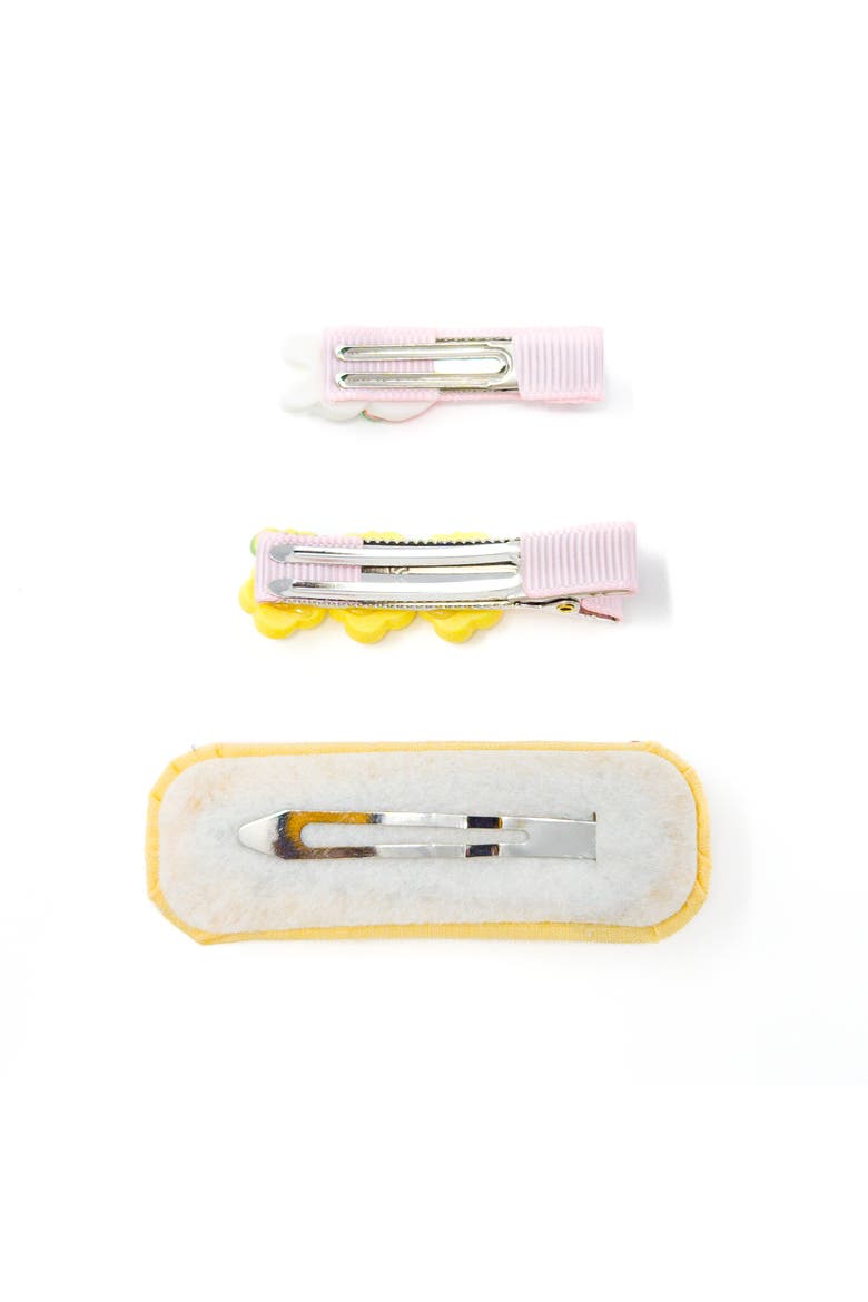 3pc Hair Clip Set - Bunny Garden Trio, Alternate, color, Honey Bunny Meadow - Yellow