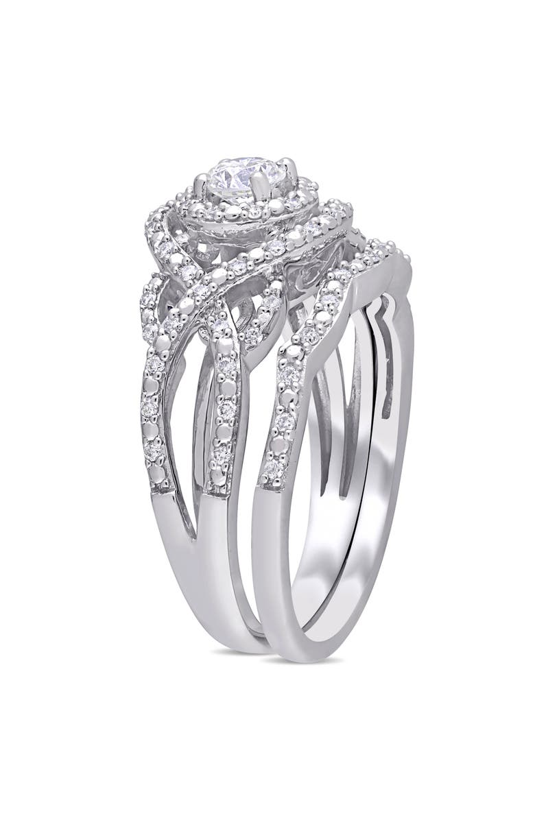 Julianna B. Diamond Double Halo Twist Bridal Set 14k, Alternate, color, 14K White Gold