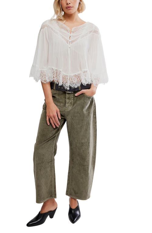 Free People Bali Midnight Rain Lace Trim Top In White