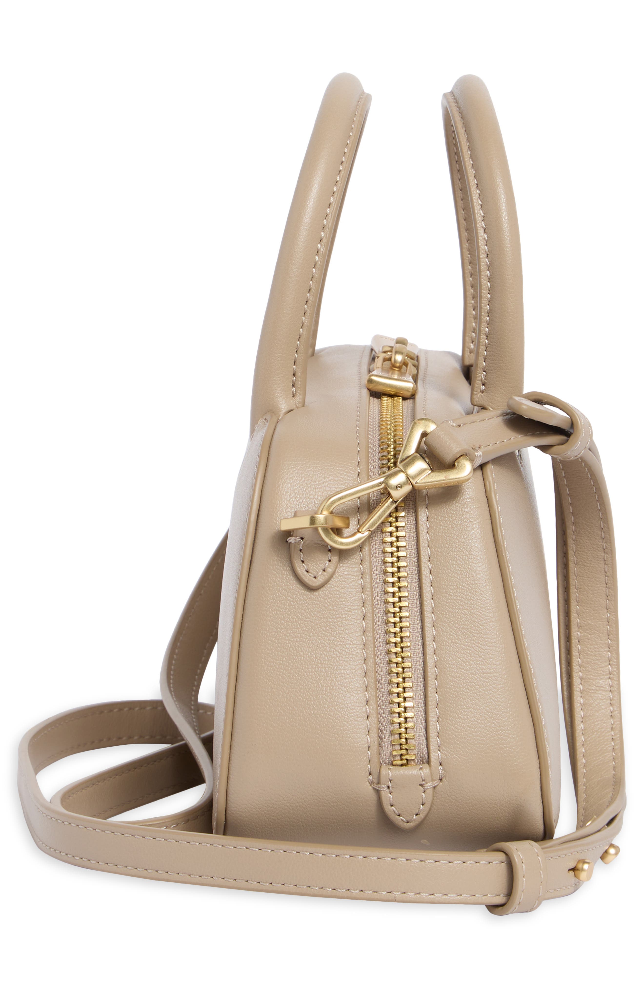 mini grace fine grain leather top handle bag, Alternate, color, TIMELESS TAUPE