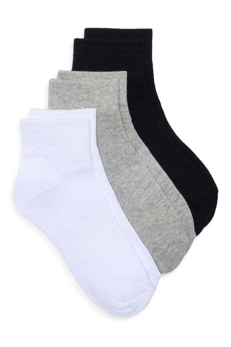3-Pack Everyday Quarter Socks, Alternate, color, WHITE MULTI
