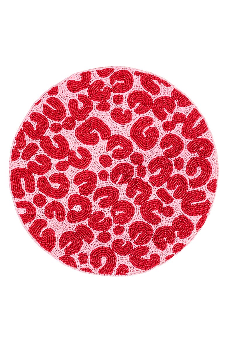 Dadri Beadded Placemat Animal 14 In, Main, color, Red