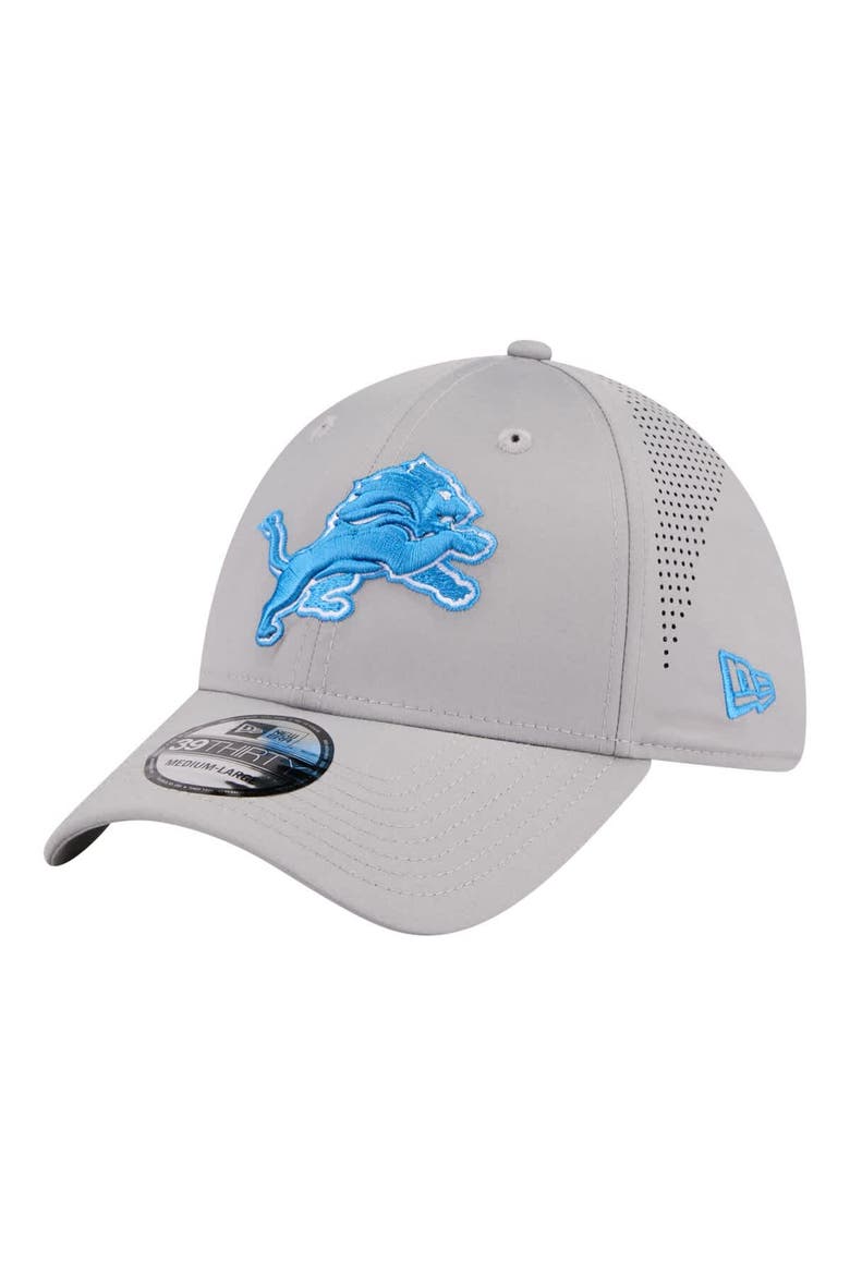 Men's New Era  Gray Detroit Lions Perforated 39THIRTY Flex Hat, Alternate, color, Gray