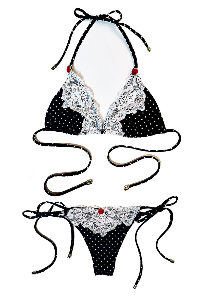 Gigi Triangle Top, Alternate, color, Black White Dot