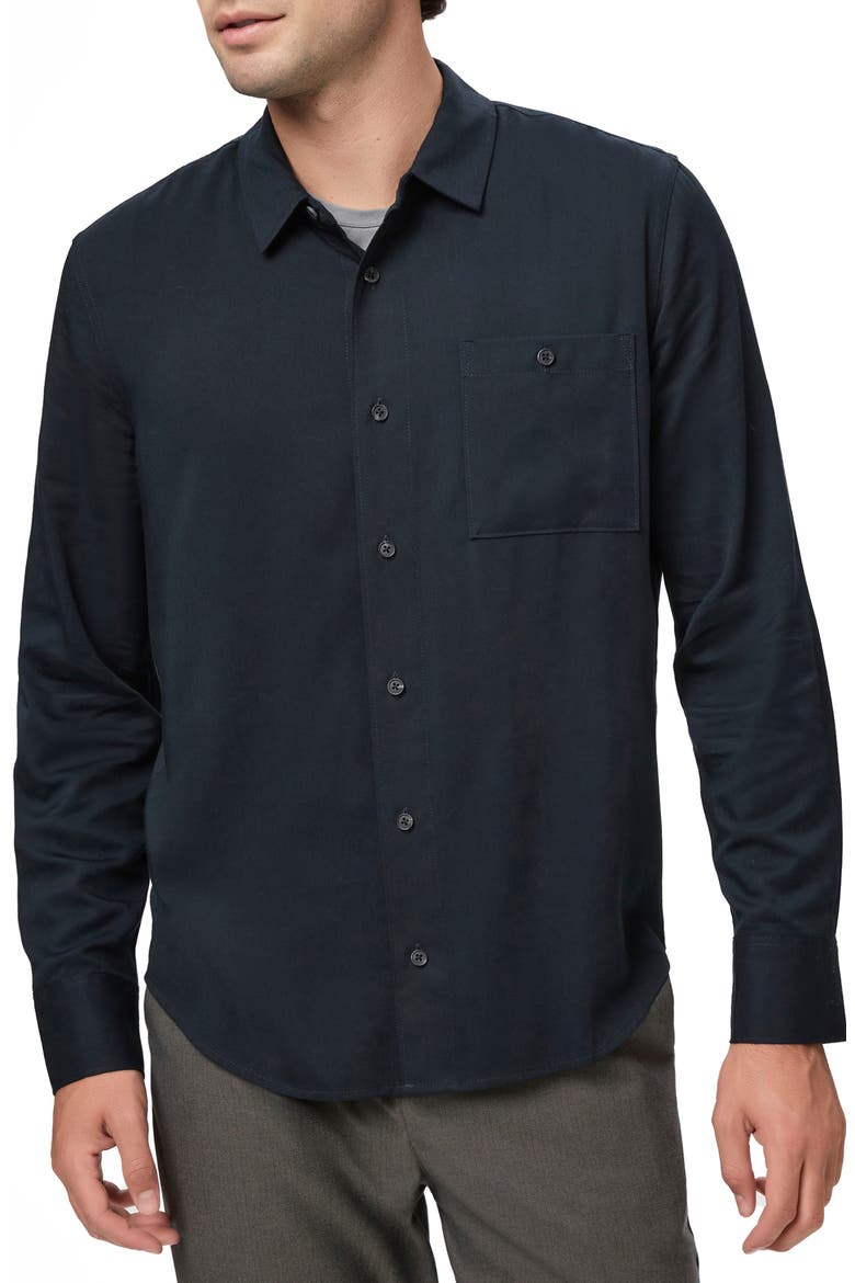 Wardin Solid Button-Up Shirt, Alternate, color, BLACK
