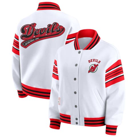 Women
s WEAR by Erin Andrews White/Red New Jersey Devils Full-Snap Fleece Sweatshirt Jacket