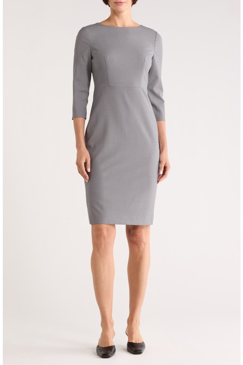 Varetta Stretch Wool Sheath Dress, Main, color, PEARL MELANGE
